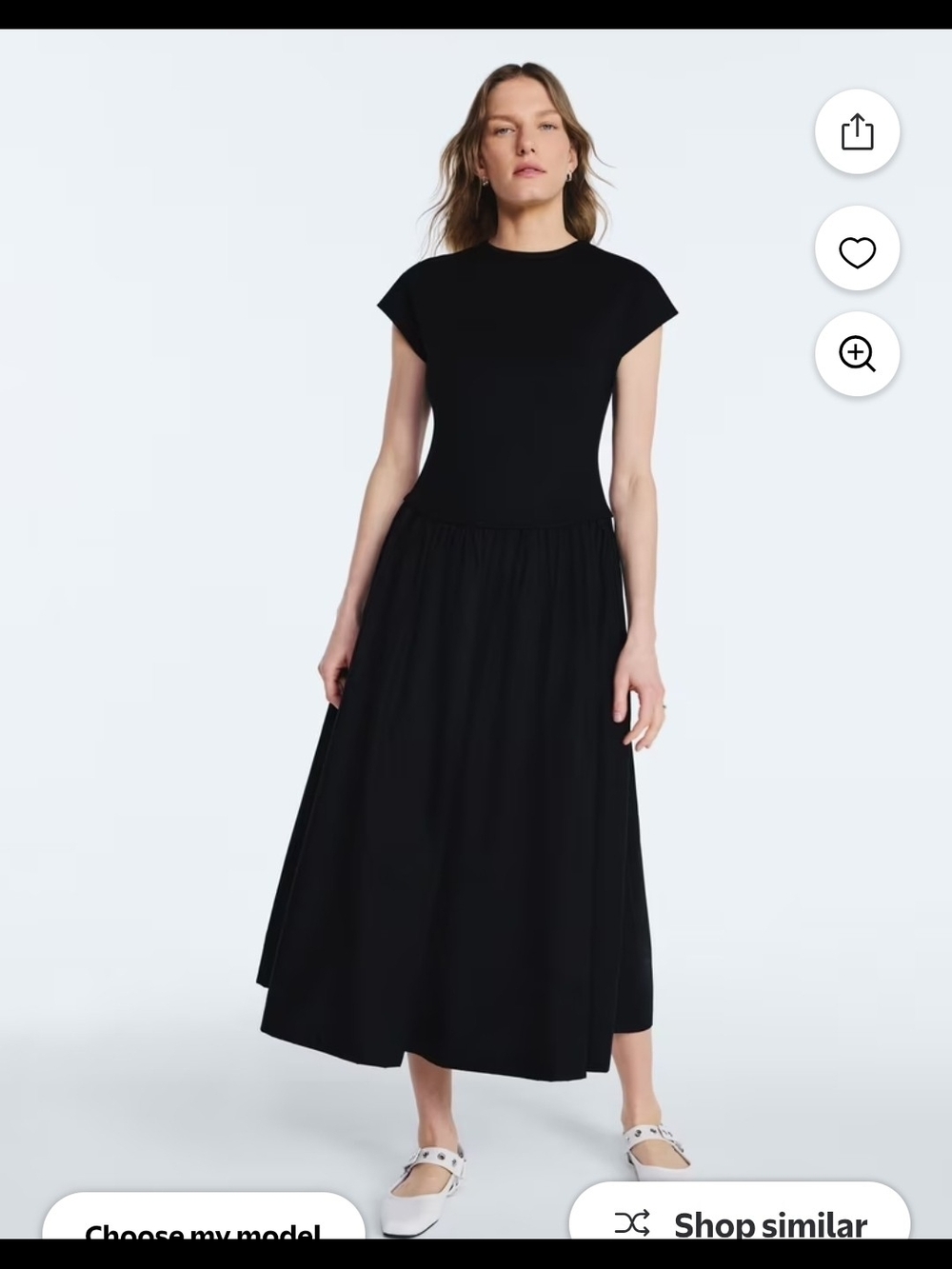 Elegant Black Maxi Dress with Cap Sleeves